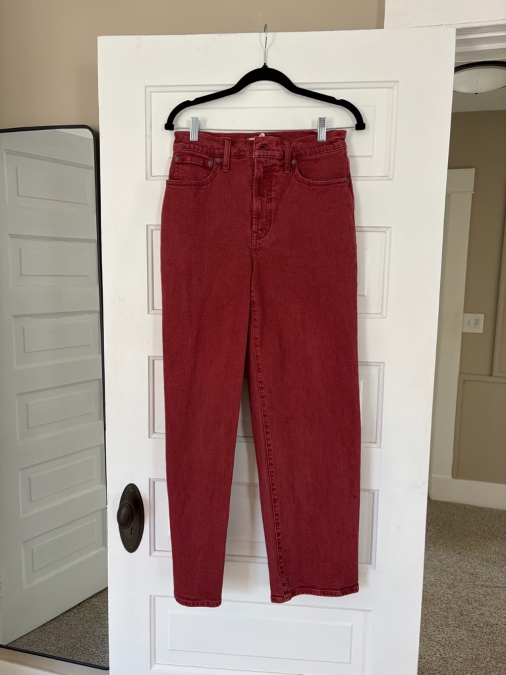Madewell High-Rise Wide Leg Jeans in Deep Red